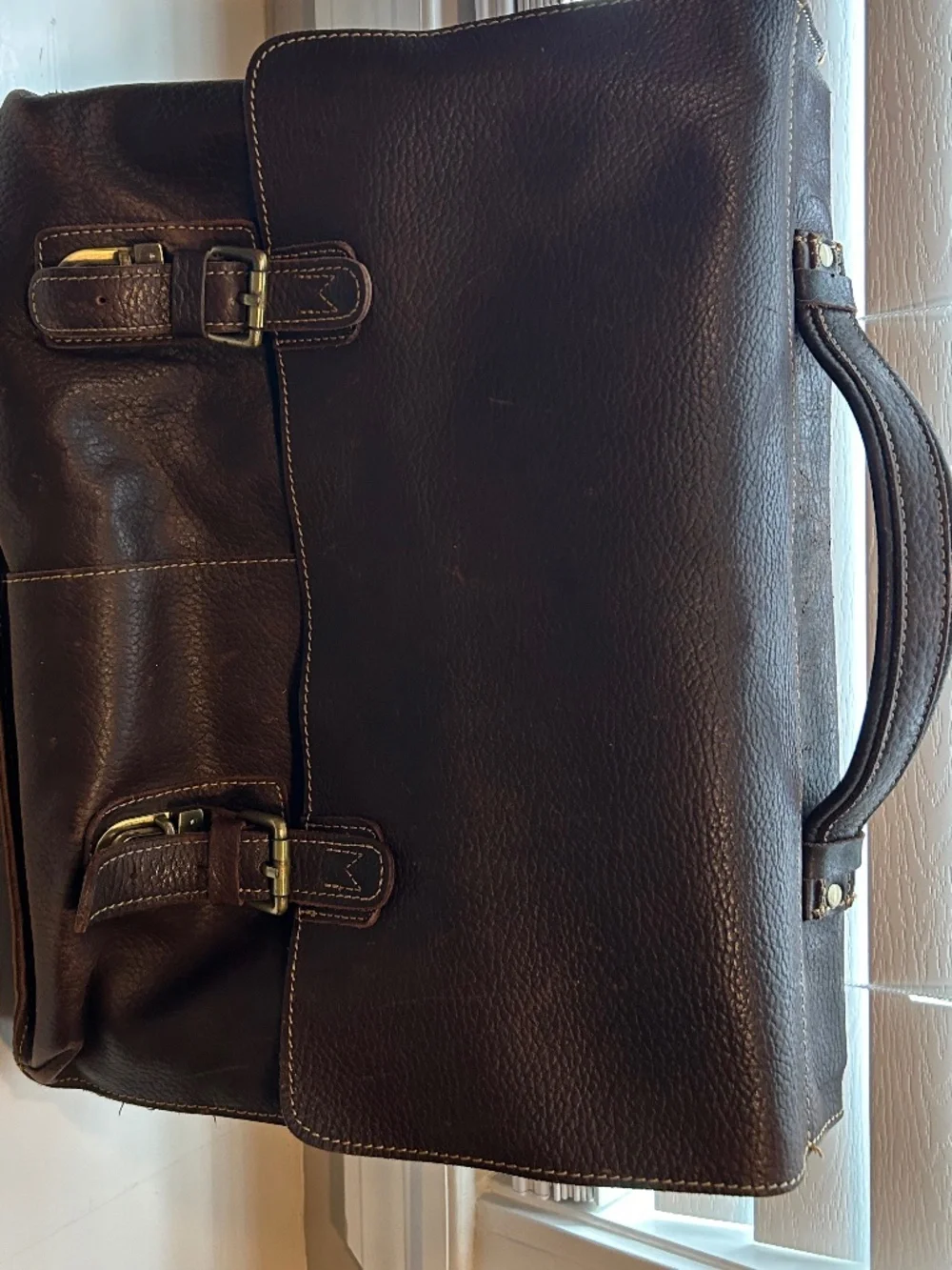 Leather laptop messenger bag